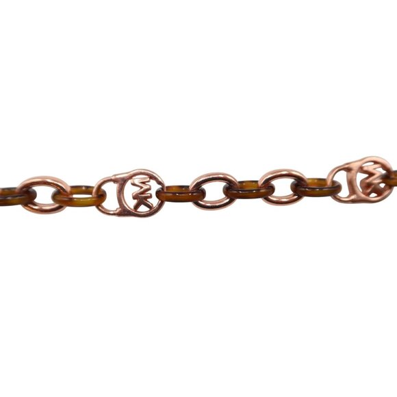 MICHAEL KORS MK Logo Rose Gold Faux Tortoiseshell Chunky Chain Padlock Bracelet - Picture 7 of 8